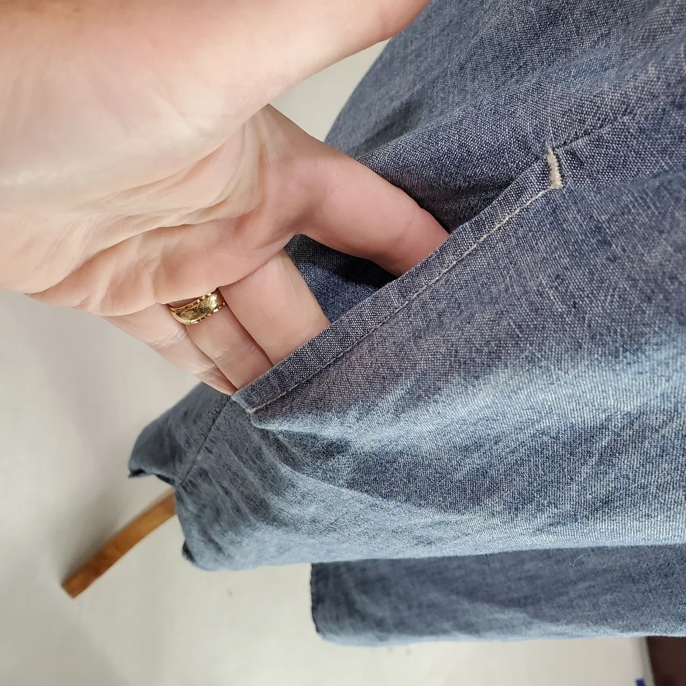 GAP Chambray Popover Denim Shirt Dress in Indigo 100% Cotton Size XS Petite - Picture 9 of 12